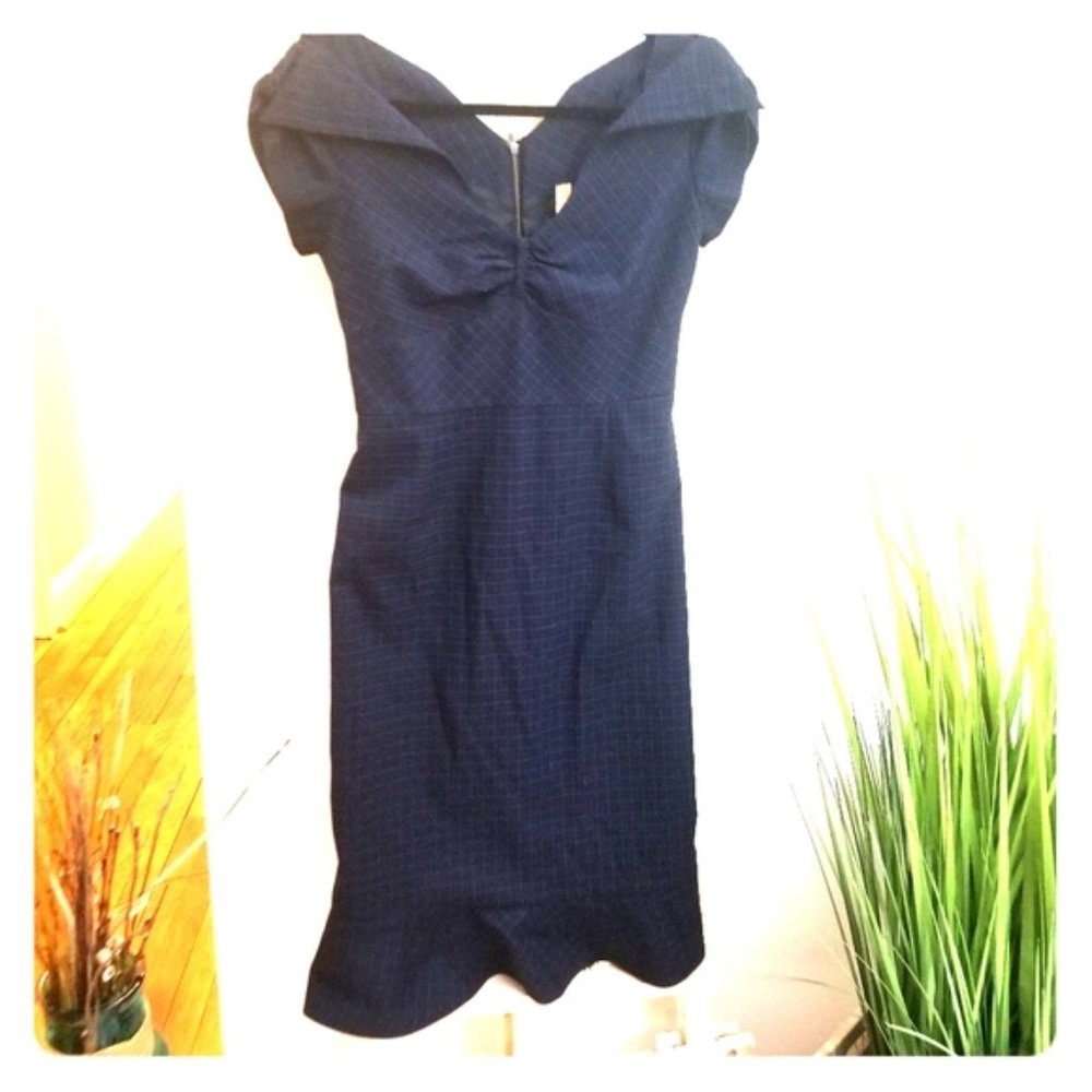 Anthro/ Maeve blue black dress